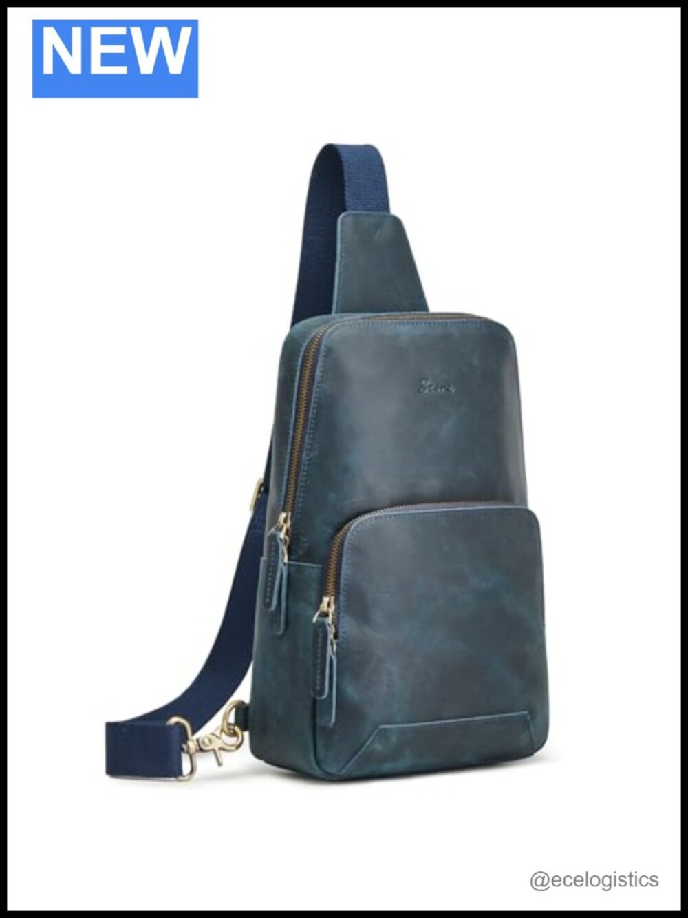 Genuine Leather Crossbody Sling Bag RFID Blocking Unisex with Adjustable Strap